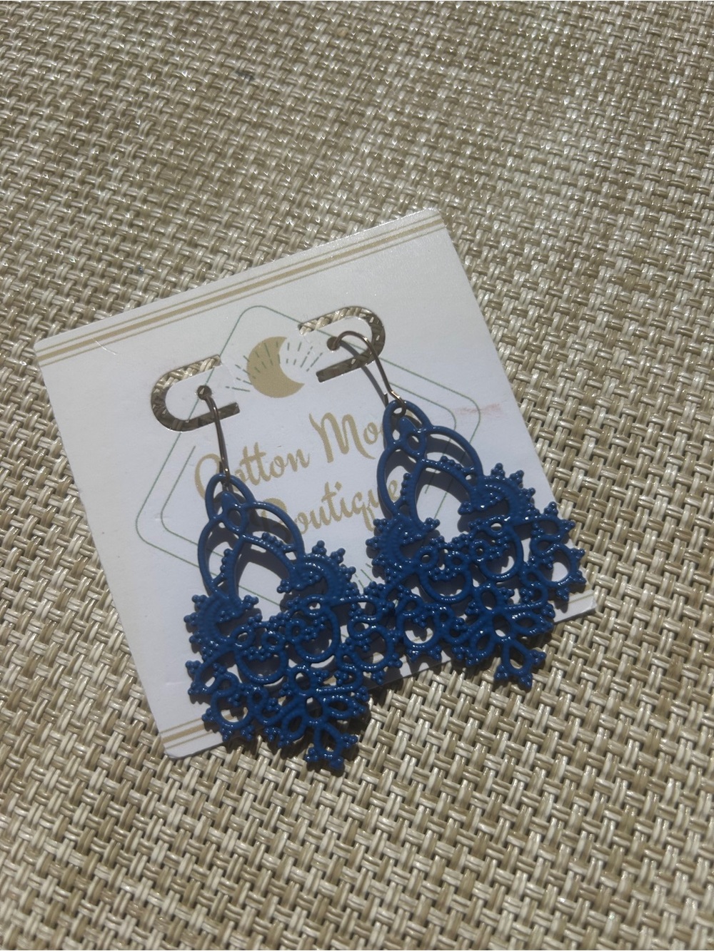 Elegant Blue Lace Drop Earrings